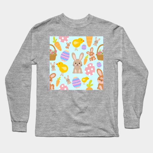 Easter Animals Pattern Long Sleeve T-Shirt by GemmasGems